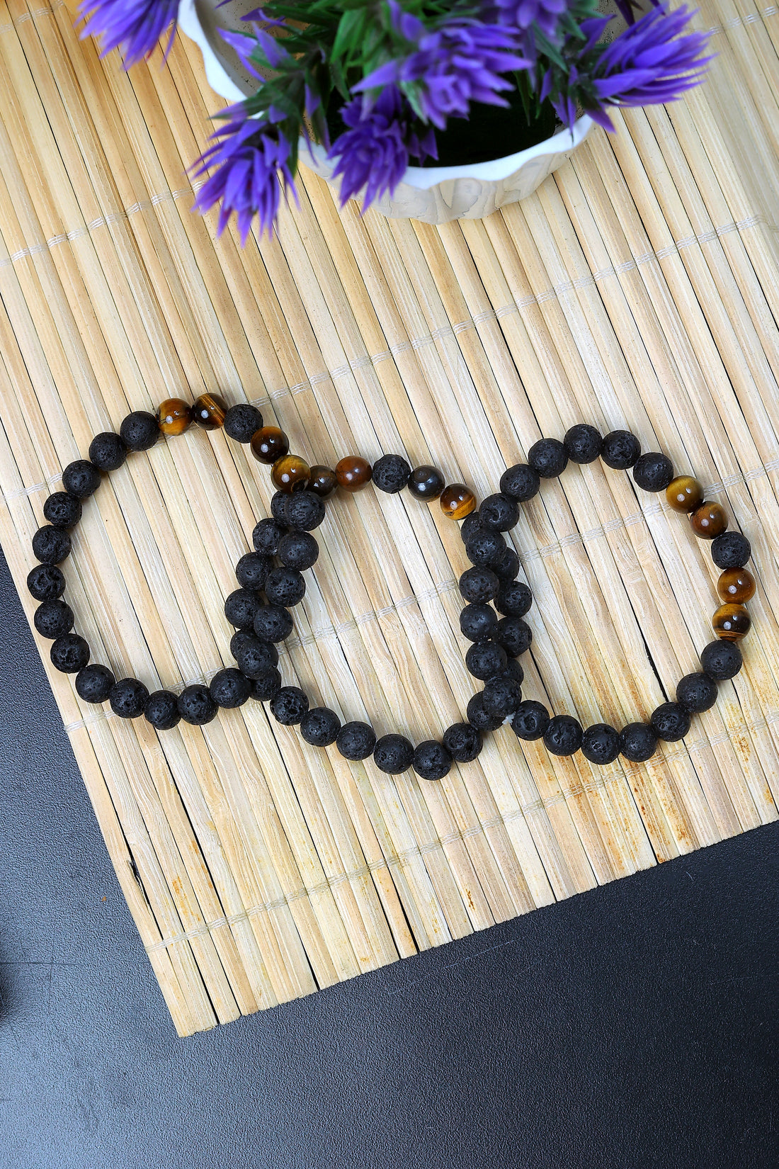 Lava and Tiger Eye Natural Agate Bracelet