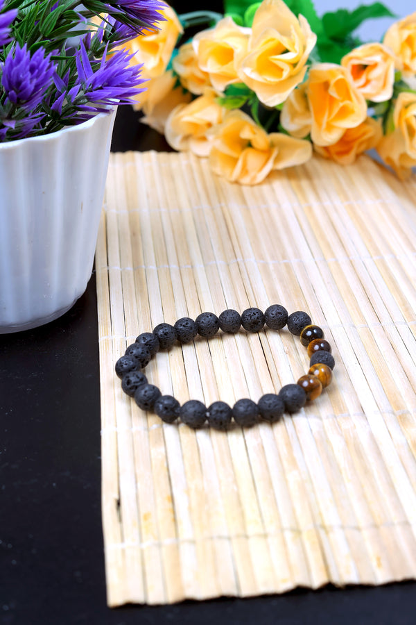 Lava and Tiger Eye Natural Agate Bracelet