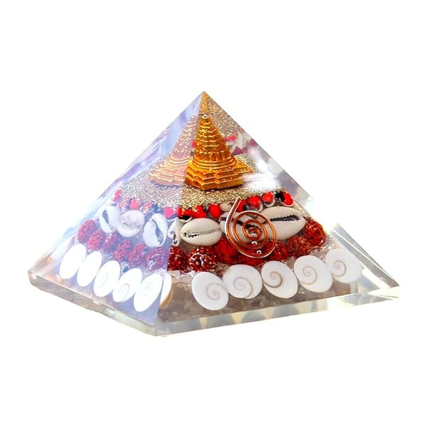 Pyramid with Shree Yantra and Gomti Chakra Attract Wealth Success Prosperity