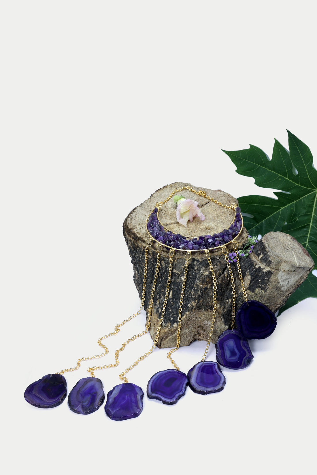 Crystal Agate Moon Wind Chime(Amethyst)
