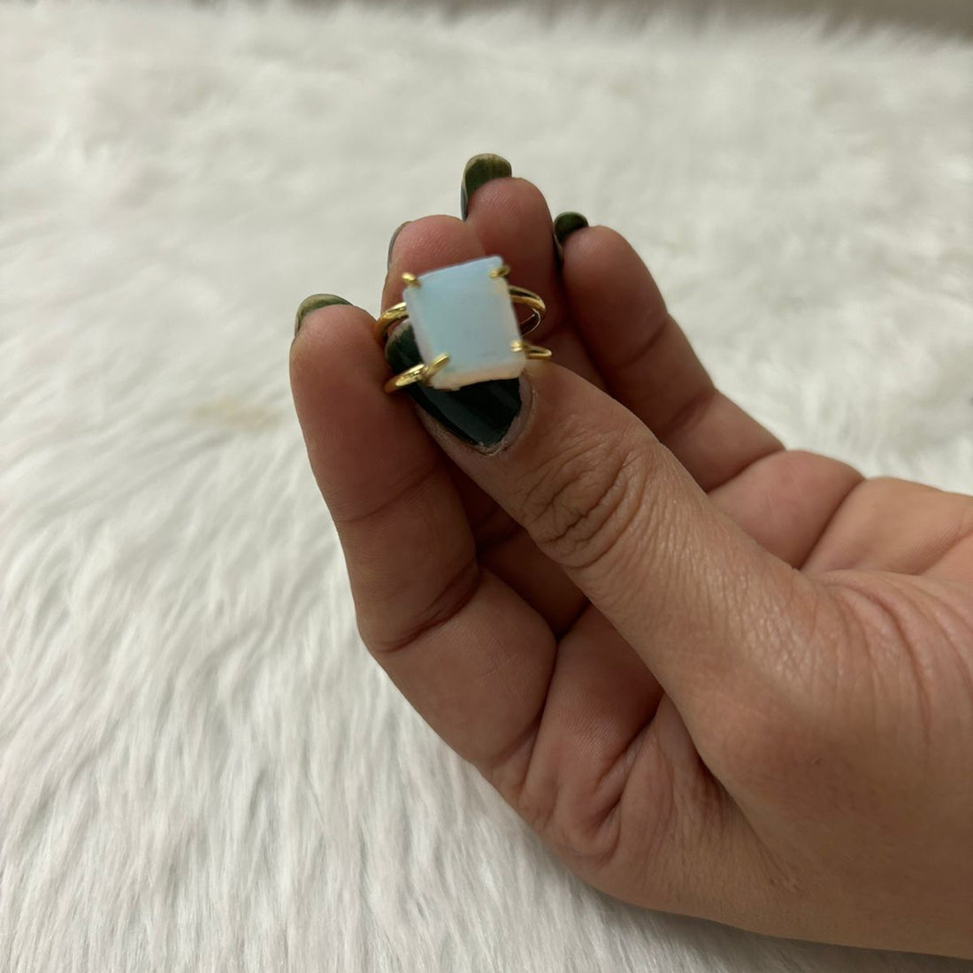Natural Opal Raw Crystal Ring