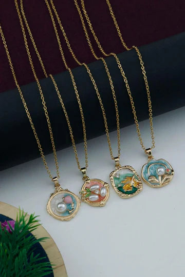 Elegant Orange Pearl Necklace