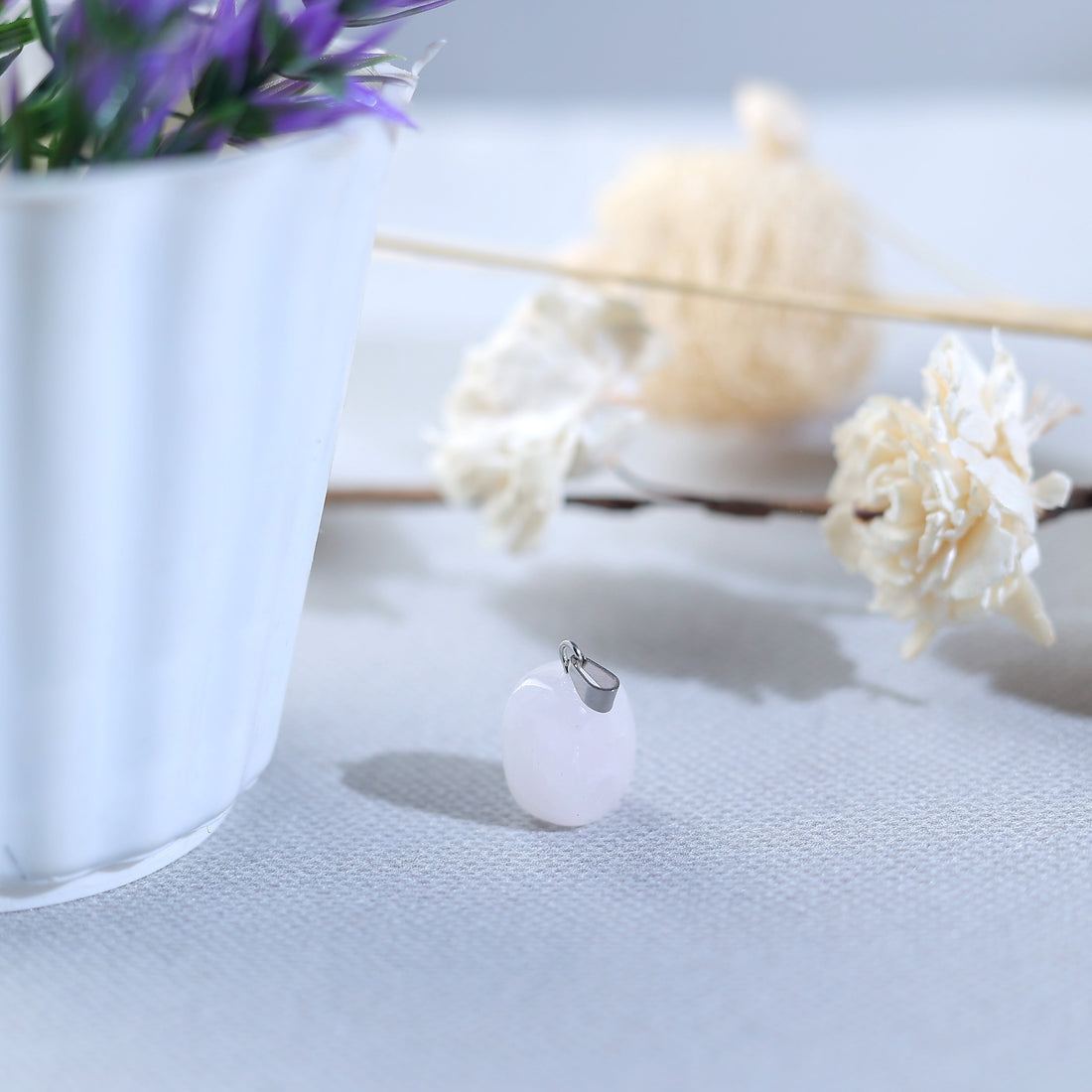 Pink Rose Quartz Crystal Stone Pendant