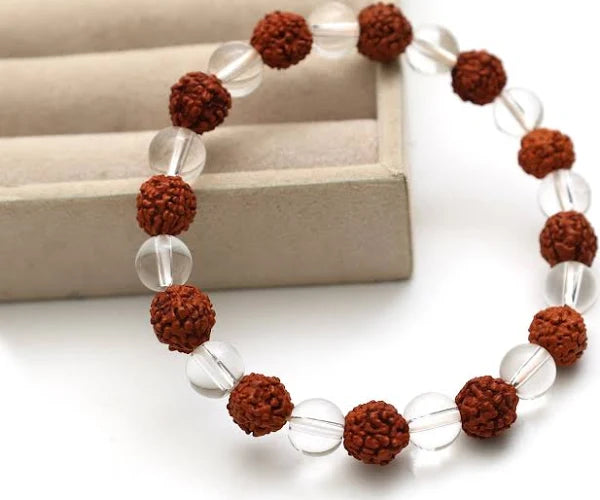 Rudraksha With Clear Quartz Crystal Bracelet