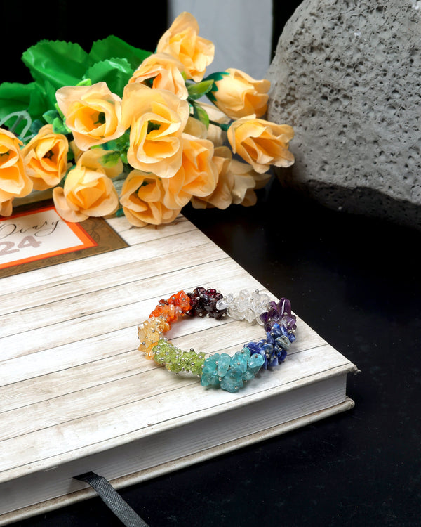 7 Chakra Chip Crystal Bracelet