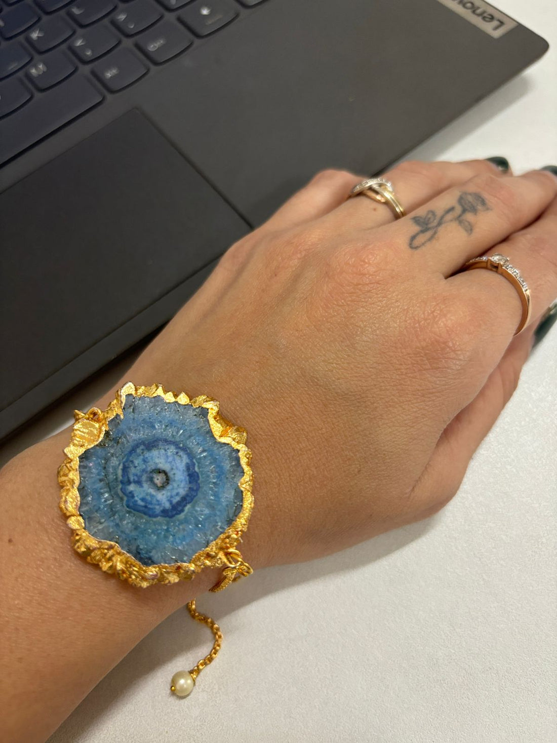 Sliced Agate Stone Quartz Bracelet