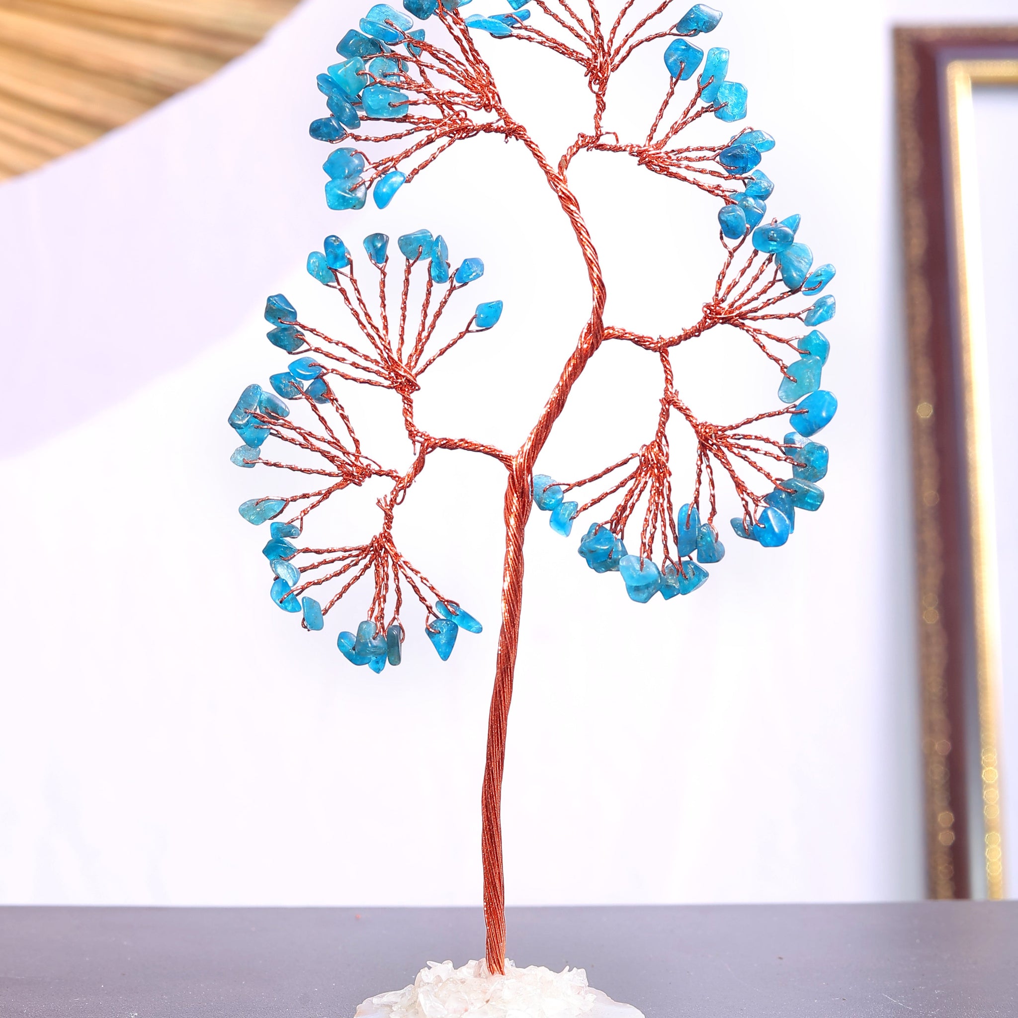 Turquoise Gemstone Slice Base Crystal Tree