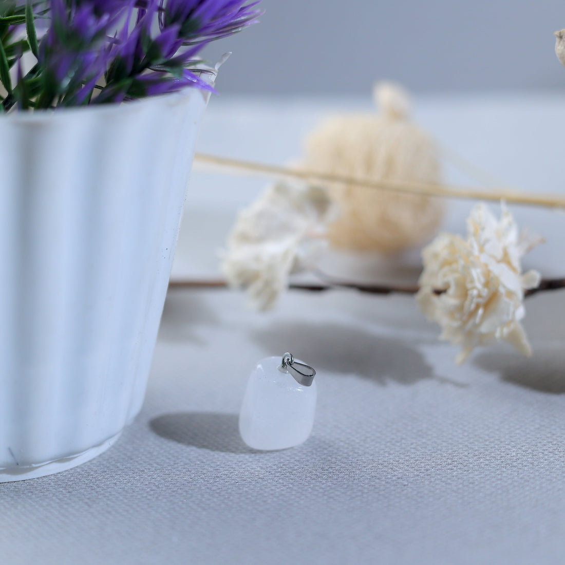 White Quartz Crystal Agate Pendant